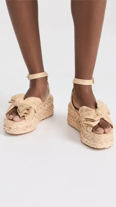 Loeffler Randall Gaby Pleated Bow Braided Espadrilles Natural 10 | Thumbnail 3
