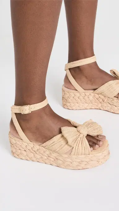 Loeffler Randall Gaby Pleated Bow Braided Espadrilles Natural 10 | Thumbnail 4