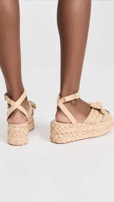 Loeffler Randall Gaby Pleated Bow Braided Espadrilles Natural 10 | Thumbnail 5