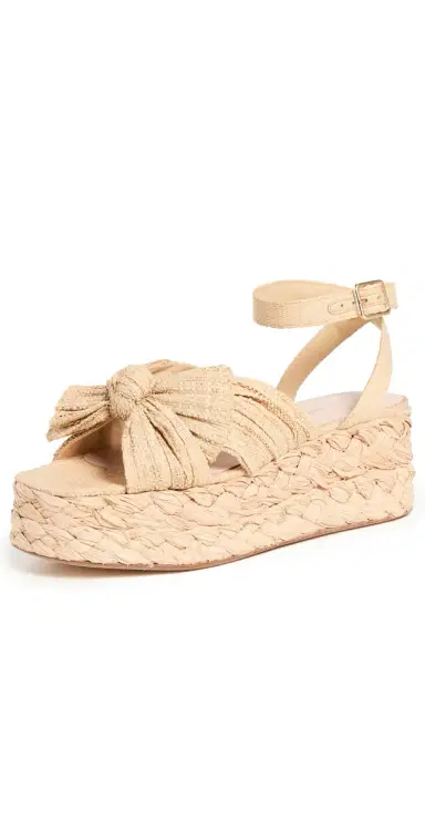 Loeffler Randall Gaby Pleated Bow Braided Espadrilles Natural 10 | Thumbnail 1