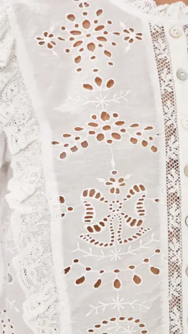 LoveShackFancy Hawthorn Blouse White | Thumbnail 6