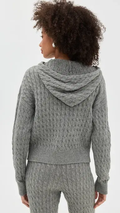 LE BOP Cable Knit Hoodie Heather Grey | Thumbnail 3 LE BOP Cable Knit Hoodie Heather Grey | Thumbnail 3