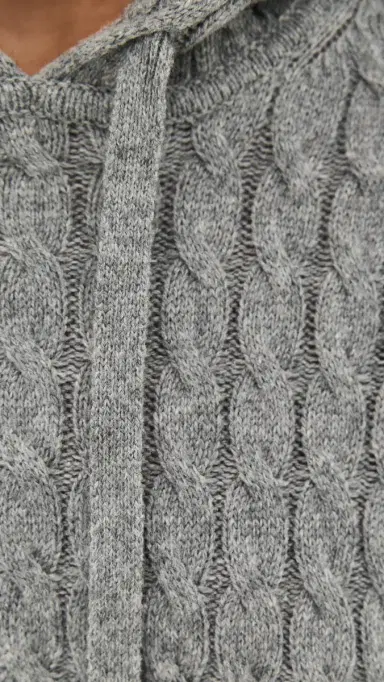LE BOP Cable Knit Hoodie Heather Grey | Thumbnail 6 LE BOP Cable Knit Hoodie Heather Grey | Thumbnail 6