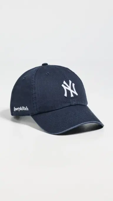Sporty & Rich Yankees Serif Cap Dark Navy One Size | Thumbnail 2
