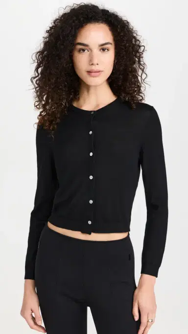 Theory Crop Crew Cardigan Black P | Thumbnail 2