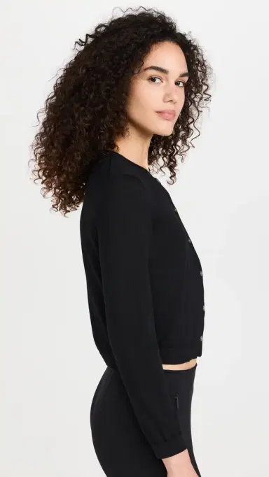 Theory Crop Crew Cardigan Black P | Thumbnail 4