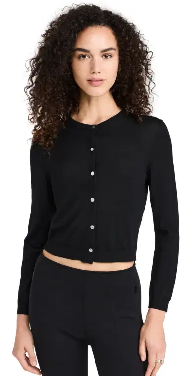 Theory Crop Crew Cardigan Black P | Thumbnail 1