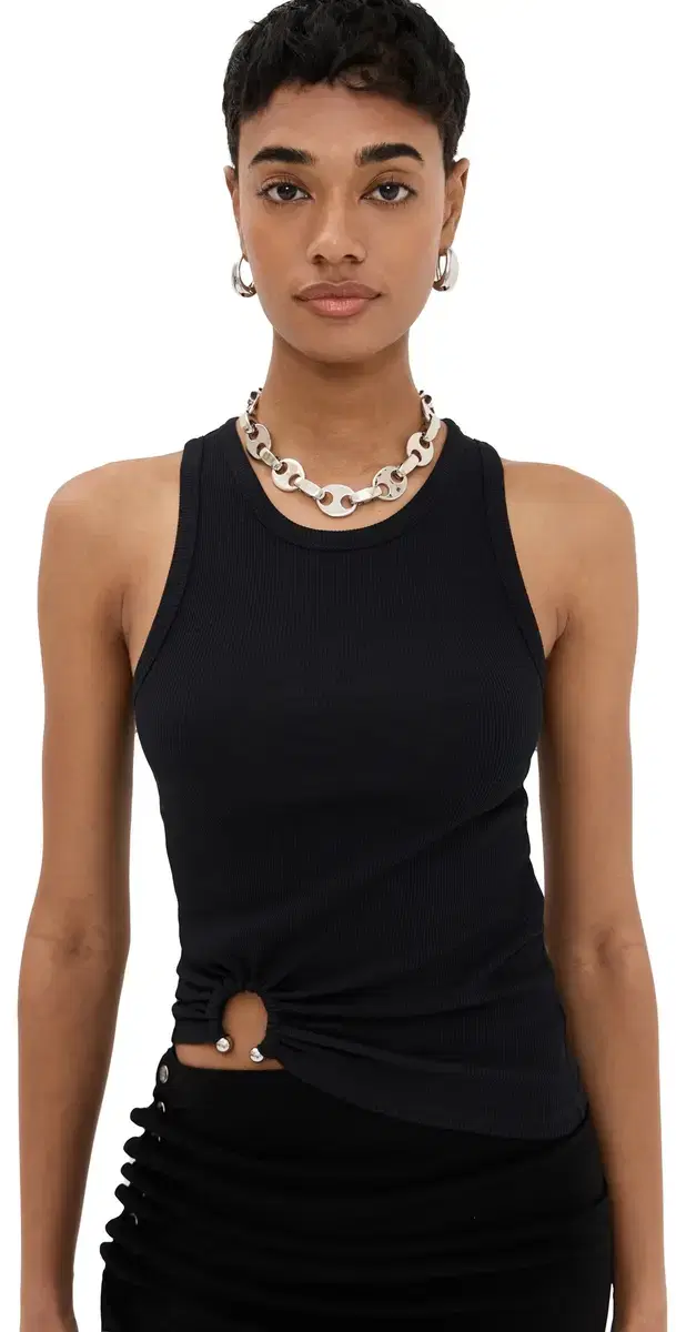 rabanne Tank Top with Signature Piercing Black