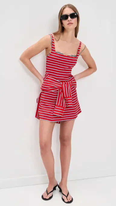 ALICE + OLIVIA Julia Scoop Neck Mini Dress Teakwood Chili Pepper | Thumbnail 2