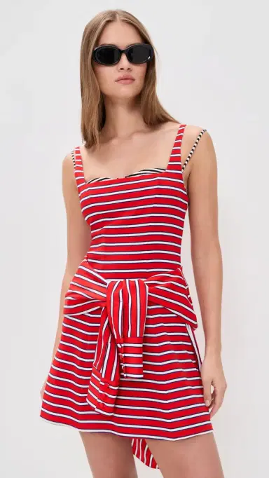 ALICE + OLIVIA Julia Scoop Neck Mini Dress Teakwood Chili Pepper | Thumbnail 3