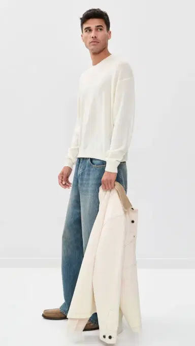 Frame Lightweight Cashmere Blend Sweater Off White | Thumbnail 4 Frame Lightweight Cashmere Blend Sweater Off White | Thumbnail 4