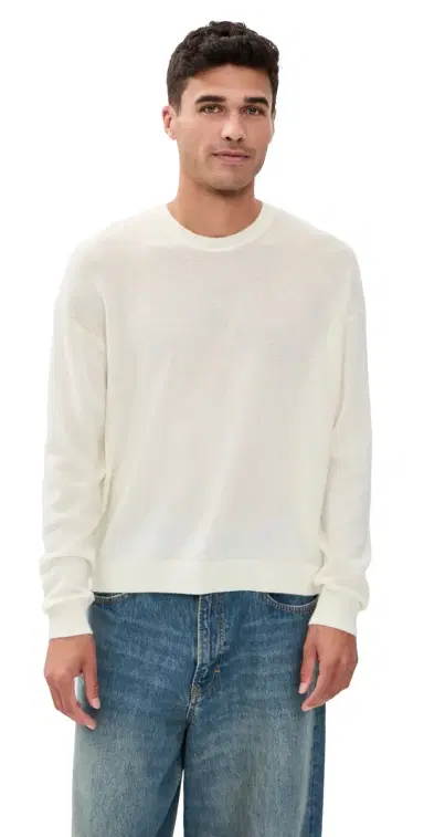 Frame Lightweight Cashmere Blend Sweater Off White | Thumbnail 1 Frame Lightweight Cashmere Blend Sweater Off White | Thumbnail 1