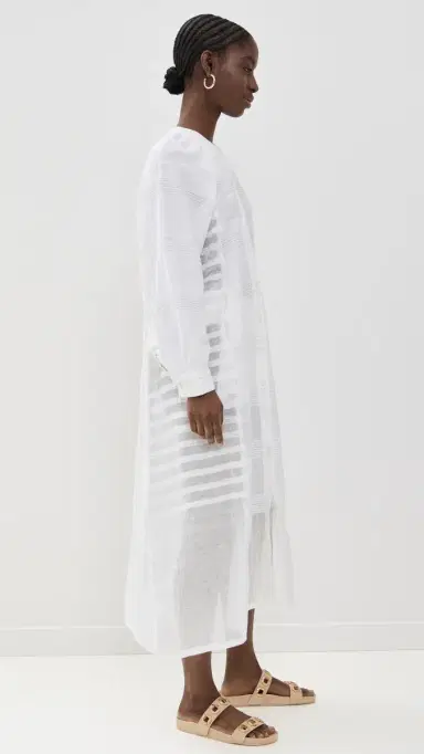 Lemlem Makeda Button Up Dress Abira White | Thumbnail 4