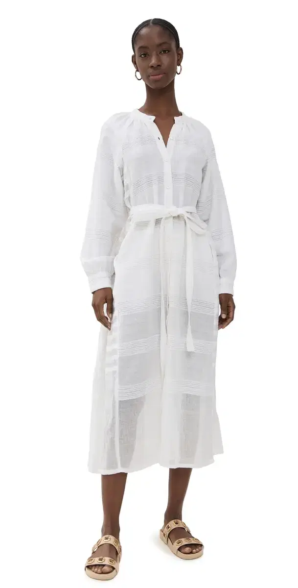 lemlem akeda Button Up Dress Abira White