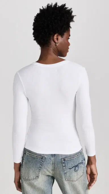 ENZA COSTA Textured Rib U Tee White M | Thumbnail 3