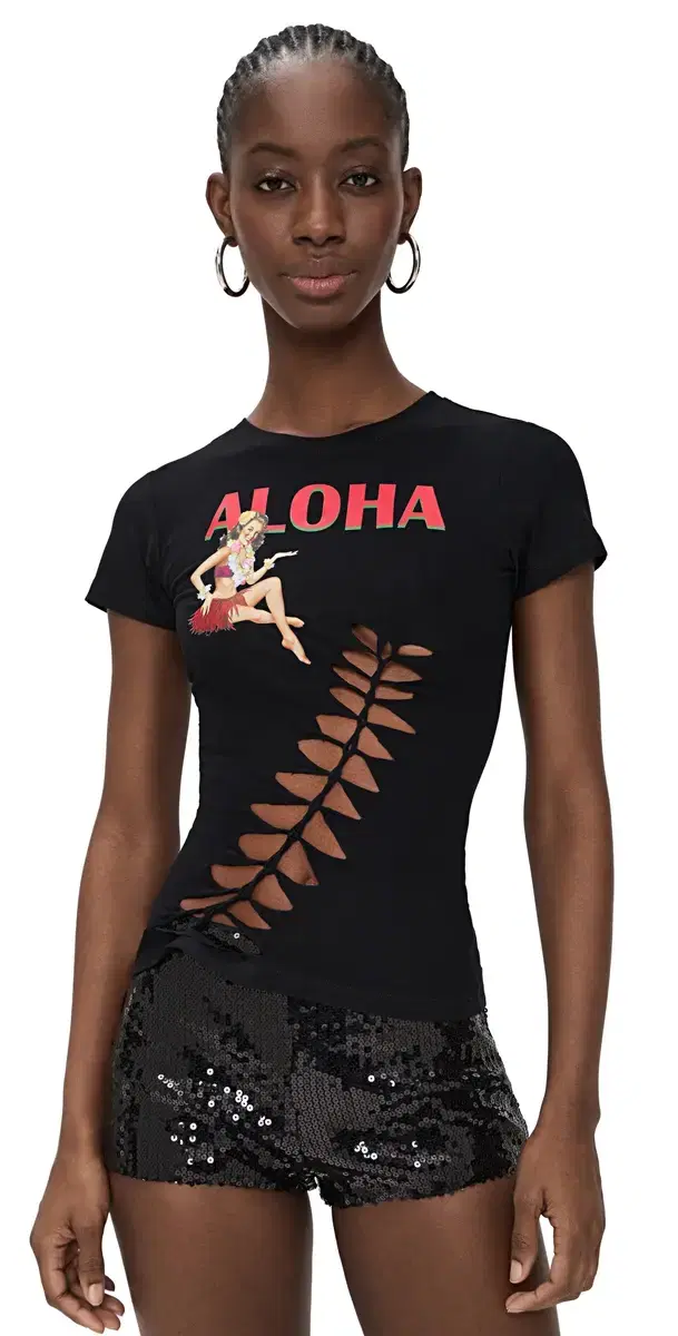Leslie Amon Aloha Tee Black