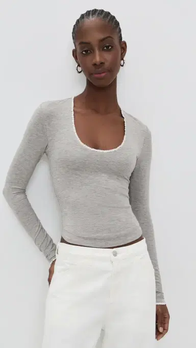 The Line by K Nero Top Heather Gray | Thumbnail 2 The Line by K Nero Top Heather Gray | Thumbnail 2
