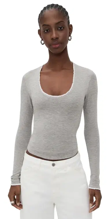 The Line by K Nero Top Heather Gray | Thumbnail 1 The Line by K Nero Top Heather Gray | Thumbnail 1