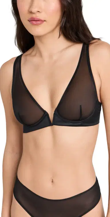 Commando Chic Mesh Plunge Underwire Bra Black 36D | Thumbnail 1