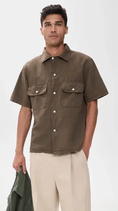 Knickerbocker Cotton Linen Shirt Mocha | Thumbnail 2