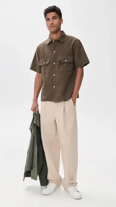 Knickerbocker Cotton Linen Shirt Mocha | Thumbnail 5