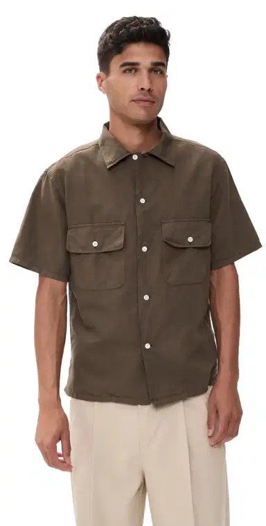 Knickerbocker Cotton Linen Shirt Mocha | Thumbnail 1