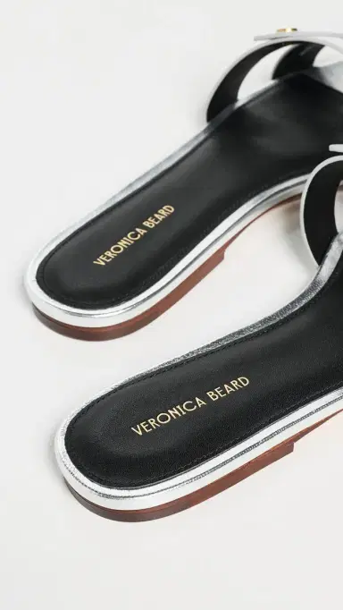 Veronica Beard Via Slides Silver 6 | Thumbnail 4