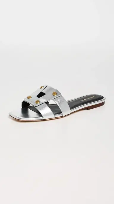 Veronica Beard Via Slides Silver 6 | Thumbnail 5