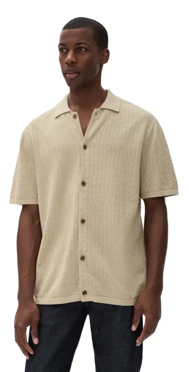 Rhythm Textured Knit Short Sleeve Shirt | Thumbnail 1 Rhythm Textured Knit Short Sleeve Shirt | Thumbnail 1