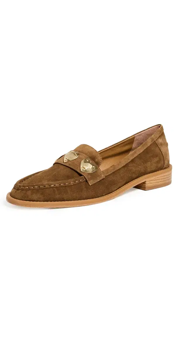 Gretta Metal Hearts Suede Loafers golden sienna