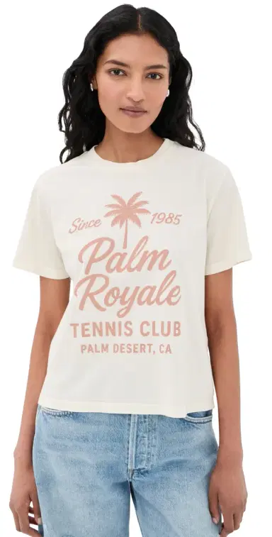 Sunny Somewhere Palm Royale Tennis Everyday Tee Off White | Thumbnail 1 Sunny Somewhere Palm Royale Tennis Everyday Tee Off White | Thumbnail 1