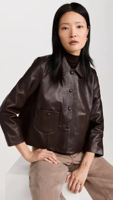 Ba&sh Milos Leather Jacket Marron 0 | Thumbnail 2