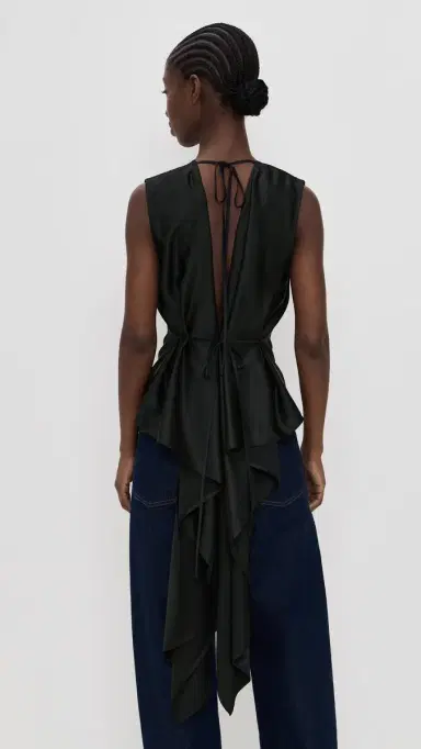 Helmut Lang Scarf Drape Silk Top Black | Thumbnail 4 Helmut Lang Scarf Drape Silk Top Black | Thumbnail 4