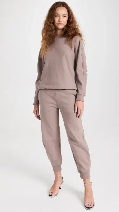 Tibi Sweatshirt Program Calder Longer Sweatpants Cement XXS | Thumbnail 5