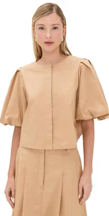LE BOP Liza Puff Sleeve Shirt Tan | Thumbnail 1