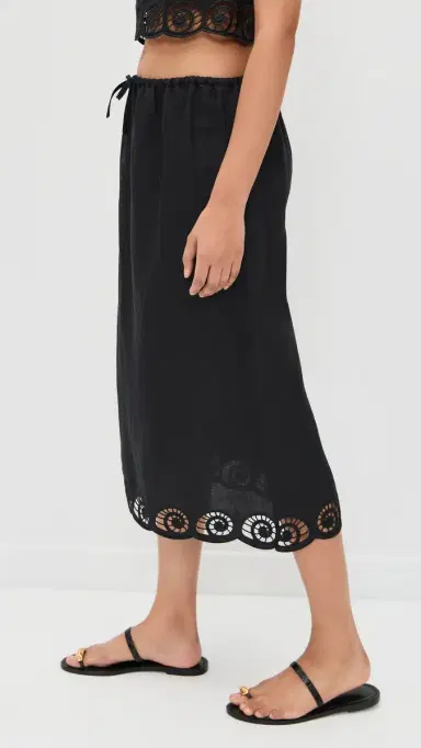 Onia Air Linen callop Midi kirt Black | Thumbnail 4 Onia Air Linen callop Midi kirt Black | Thumbnail 4