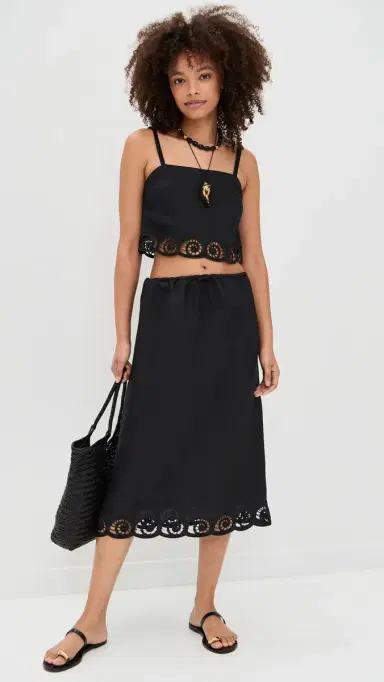 Onia Air Linen callop Midi kirt Black | Thumbnail 5 Onia Air Linen callop Midi kirt Black | Thumbnail 5