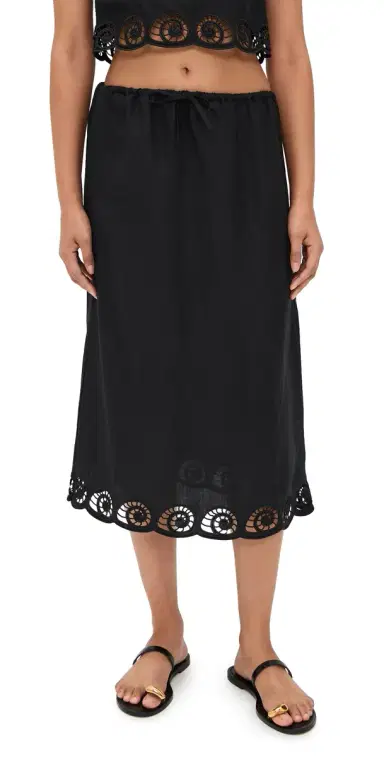 Onia Air Linen callop Midi kirt Black | Thumbnail 1 Onia Air Linen callop Midi kirt Black | Thumbnail 1