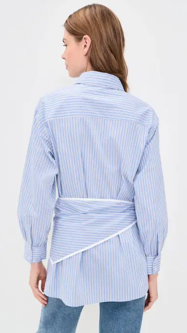 Line & Dot Eleni Button Down Shirt Tunic Blue ulti | Thumbnail 3