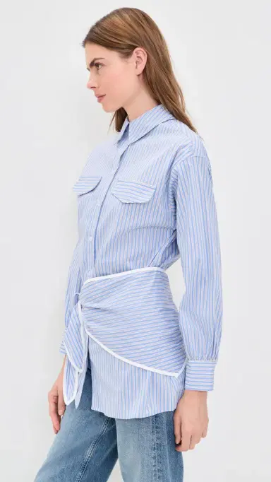 Line & Dot Eleni Button Down Shirt Tunic Blue ulti | Thumbnail 4