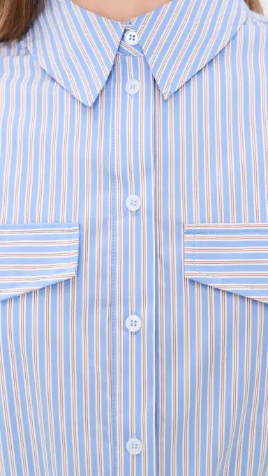 Line & Dot Eleni Button Down Shirt Tunic Blue ulti | Thumbnail 6
