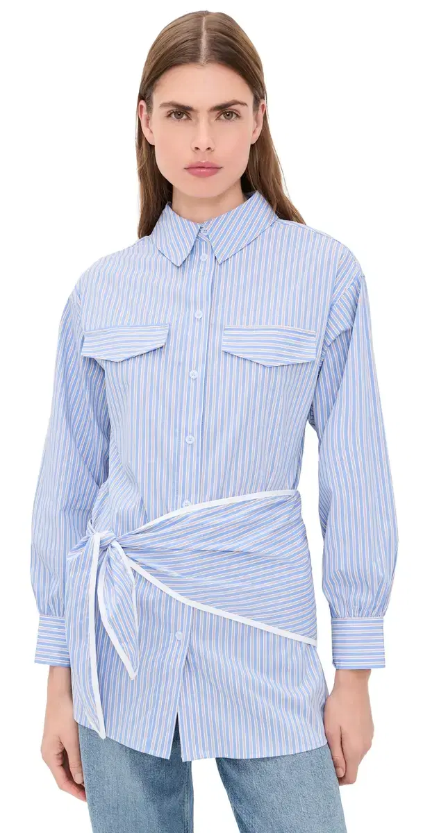 Eleni Button Down Shirt Tunic Blue ulti