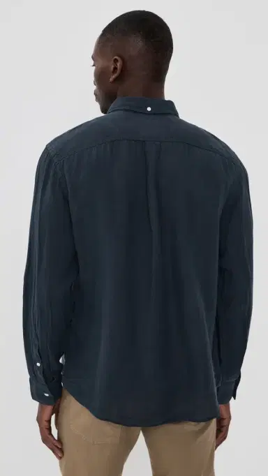 Billy Reid Tuscumbia Linen Button Down Shirt Carbon Blue | Thumbnail 3