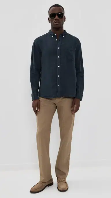 Billy Reid Tuscumbia Linen Button Down Shirt Carbon Blue | Thumbnail 5
