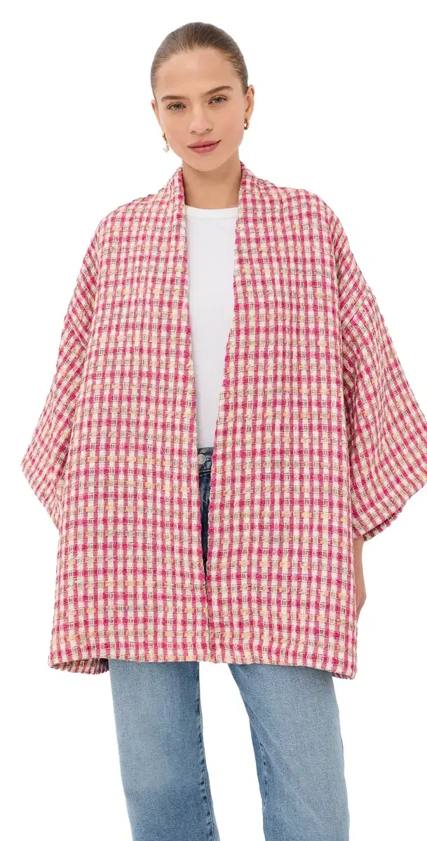 Metallic Tweed Mini Duster Pink & Tan One Size