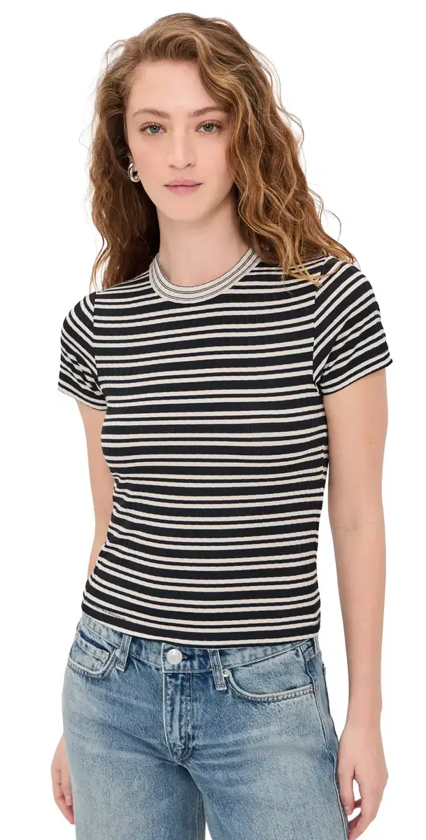 Luca Stripe Contrast Tee Ivblkm
