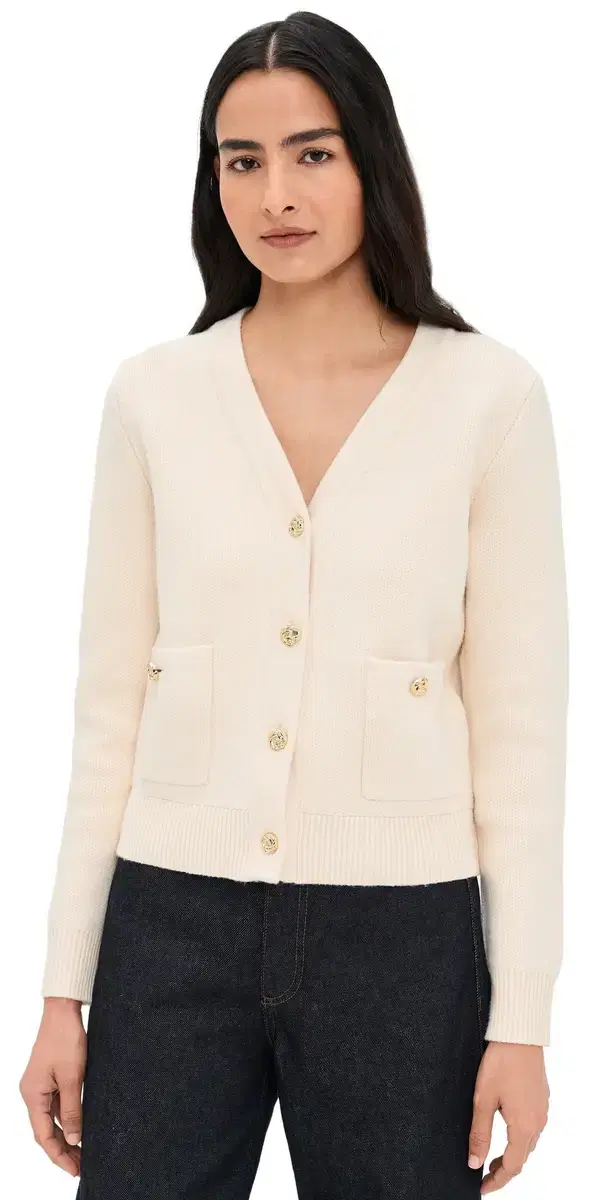 LE BOP Quinn Gold Button Cardi