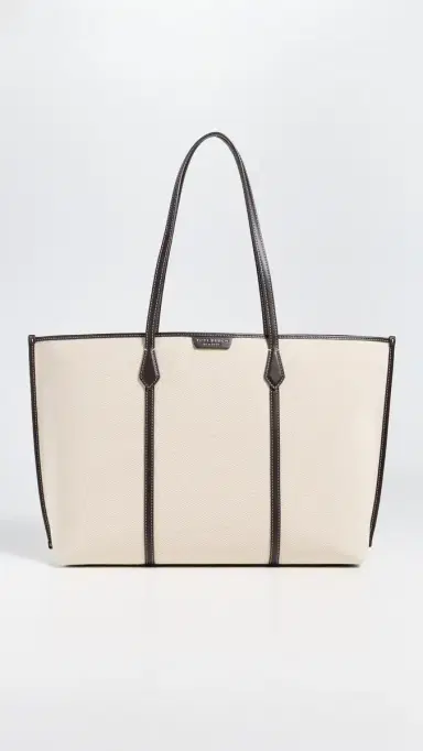 Tory Burch Perry Canvas Tote Bag Natural One Size | Thumbnail 2