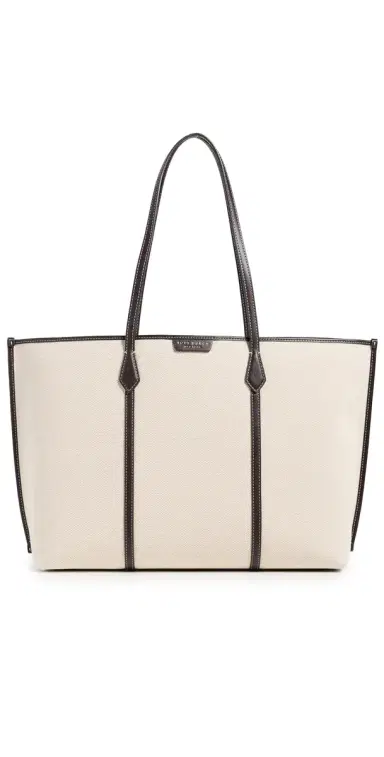Tory Burch Perry Canvas Tote Bag Natural One Size | Thumbnail 1