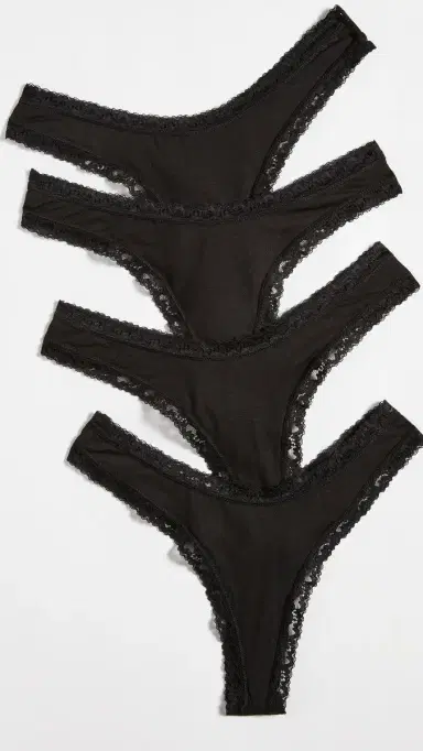 Stripe & Stare Black Thong 4 Pack Black | Thumbnail 2